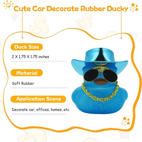 Laser Blue Cowboy Rubber Duck Car Dashboard Decoration, With DIY Accessories - Picture 2 of 7